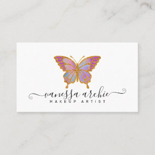 Gold Glitzer Butterfly Logo Business Card Visitenkarte