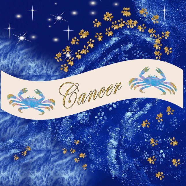 Gold Glitzer Cancer Zodiac Geburtstagsgeschenk Satinband (Von Creator hochgeladen)