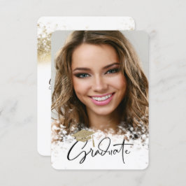 Gold Glitzer Cap, Bokeh Foto Abschluss Einladung