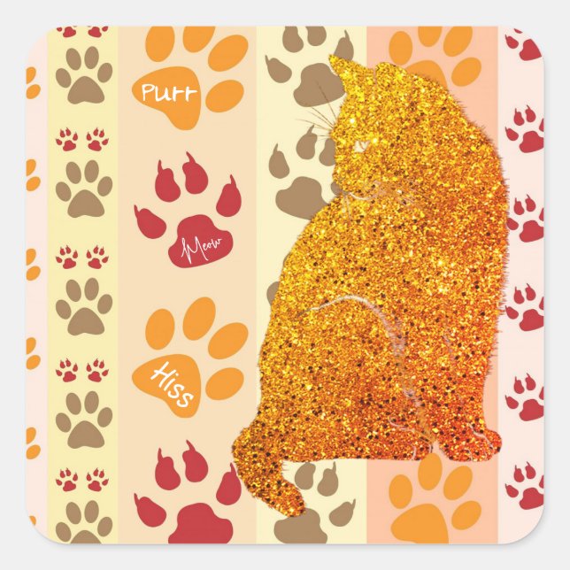 Gold Glitzer Cat Pet Paw Cat Aufkleber (Vorderseite)