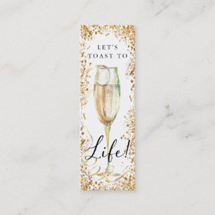 Gold Glitzer Champagne Geburtstagsparty Lesezeiche Mini Visitenkarte