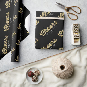 Gold Glitzer Cheers Chic Holiday Custom Gift Wrap Geschenkpapier