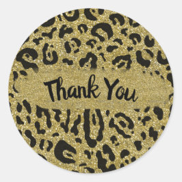 Gold Glitzer Cheetah Leopard Animal Print Party Runder Aufkleber