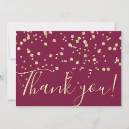 Gold Glitzer Chic Confetti Burgundy Rote Typografi Dankeskarte