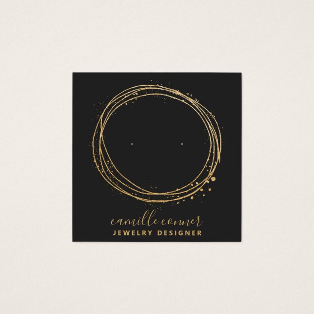 Gold Glitzer Circle Jewelier Designer Stud Earring (Vorderseite)