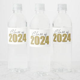 Gold Glitzer Class 2024 Wasserflaschenetikett