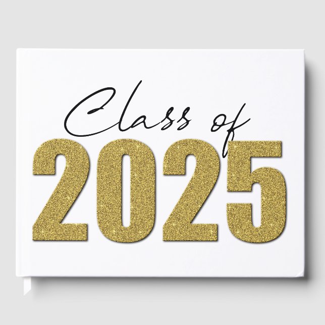 Gold Glitzer Class 2025 Gästebuch (Vorderseite)