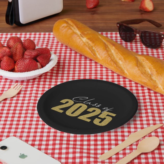 Gold Glitzer Class 2025 Pappteller (Picknick)