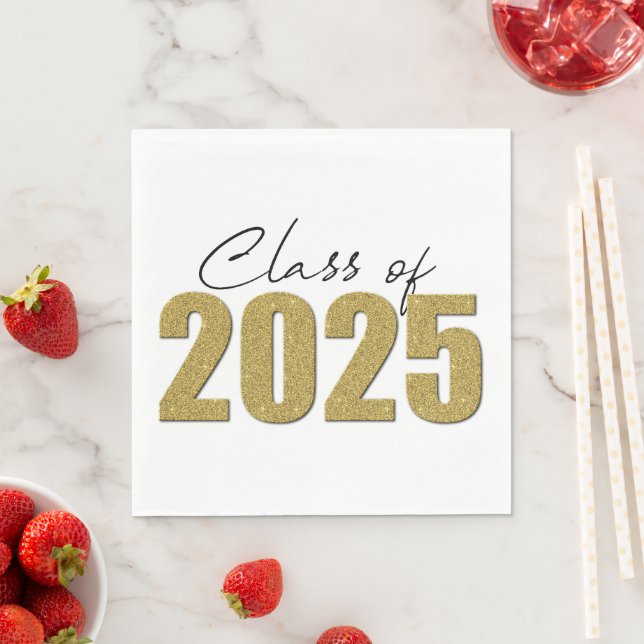 Gold Glitzer Class 2025 Serviette (Beispiel)