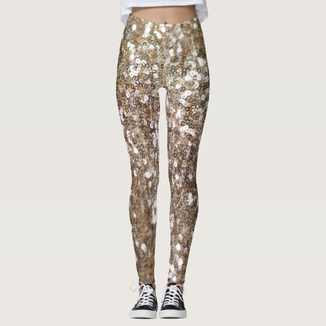 Gold Glitzer Comfy Cosy Trendy Workout Chic Leggings (Vorderseite)