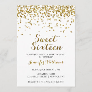 Gold Glitzer Confetti 16 . Geburtstag 16 Einladung