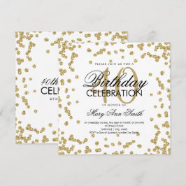 Gold Glitzer Confetti 40. Geburtstag Weiß Einladung