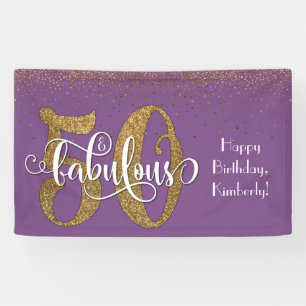 Gold Glitzer Confetti 50 & Fabulous Lila Banner