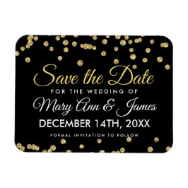 Gold Glitzer Confetti Black Wedding speichern das  Magnet