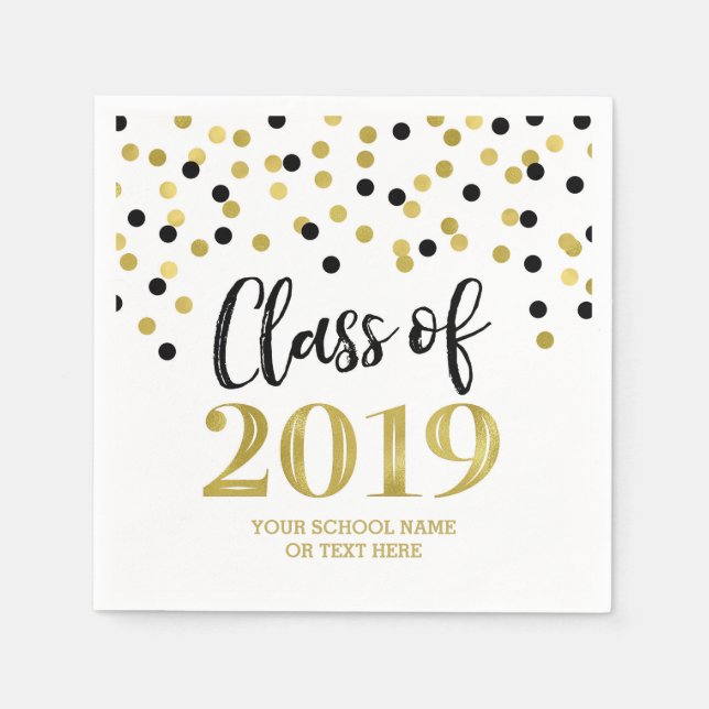 Gold Glitzer Confetti Class of 2019 Abschluss Serviette (Vorderseite)