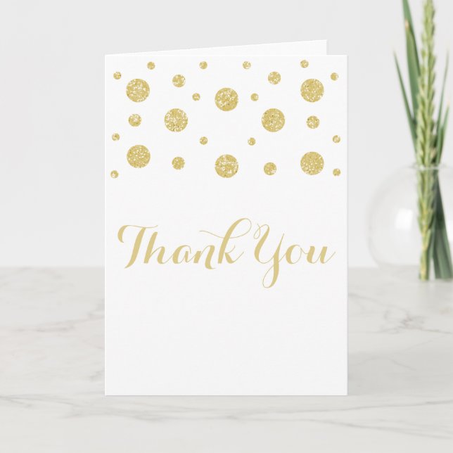 Gold Glitzer Confetti Dankeschön Karte (Vorderseite)