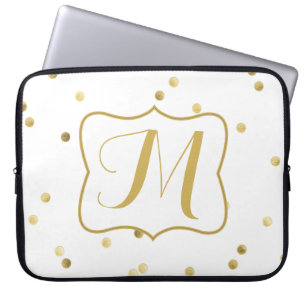 Gold Glitzer Confetti Dot Monogram 15" Notebook-Ca Laptopschutzhülle