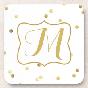 Gold Glitzer Confetti Dot Monogram Drink Untersetz Untersetzer