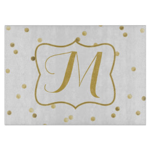 Gold Glitzer Confetti Dot Polk Glasschneidplatte Schneidebrett