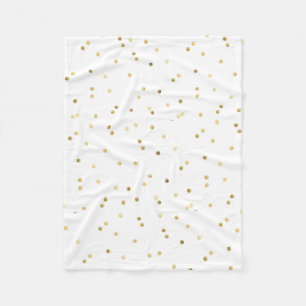 Gold Glitzer Confetti Dot Polka Fleece Blanket