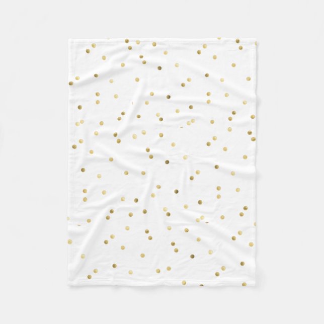 Gold Glitzer Confetti Dot Polka Fleece Blanket (Vorderseite)