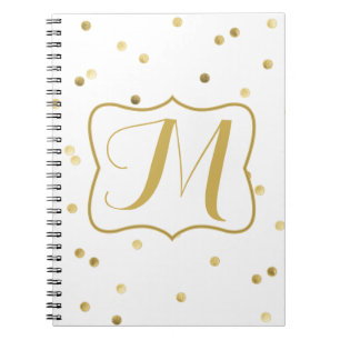 Gold Glitzer Confetti Dot Polka Monogram Note Book Notizblock