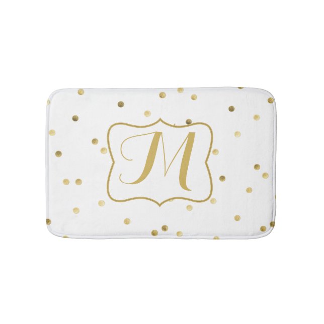 Gold Glitzer Confetti Dot Polka Muster Bath Mat Badematte (Vorderseite)