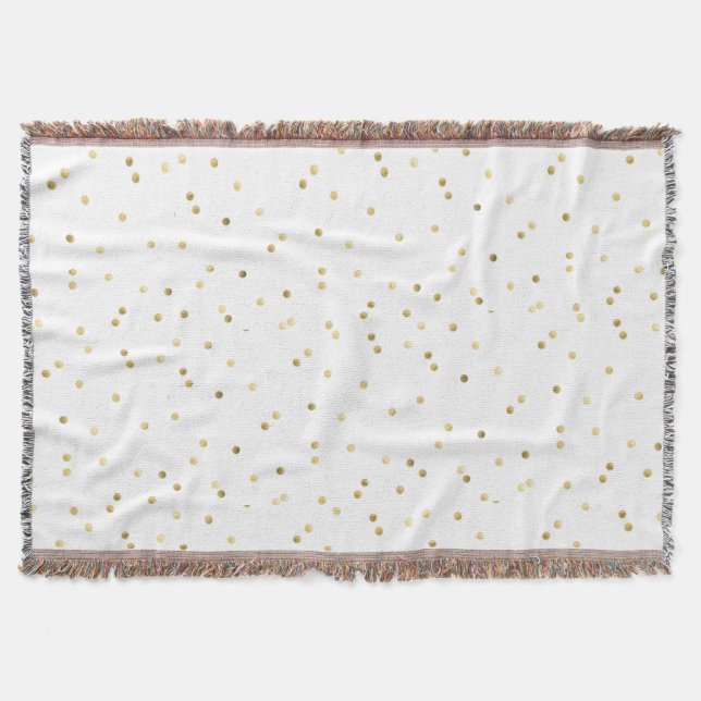 Gold Glitzer Confetti Dot Polka Nail Throw Blanket Decke (Vorderseite)