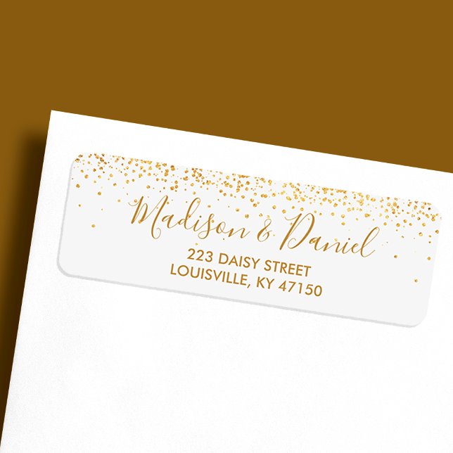 Gold Glitzer Confetti Elegant Hochzeitadresse (Von Creator hochgeladen)
