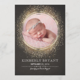 Gold Glitzer Confetti Foil Rahmen Baby Girl Birth Ankündigung
