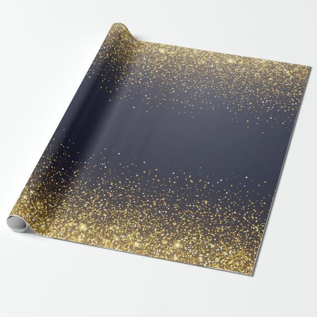 Gold Glitzer Confetti Geschenkpapier (Ungerollt)