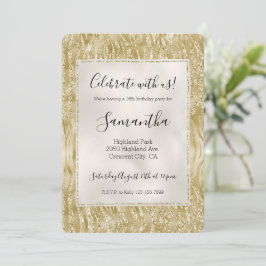 Gold Glitzer Confetti Glitzy Zebra Print Einladung
