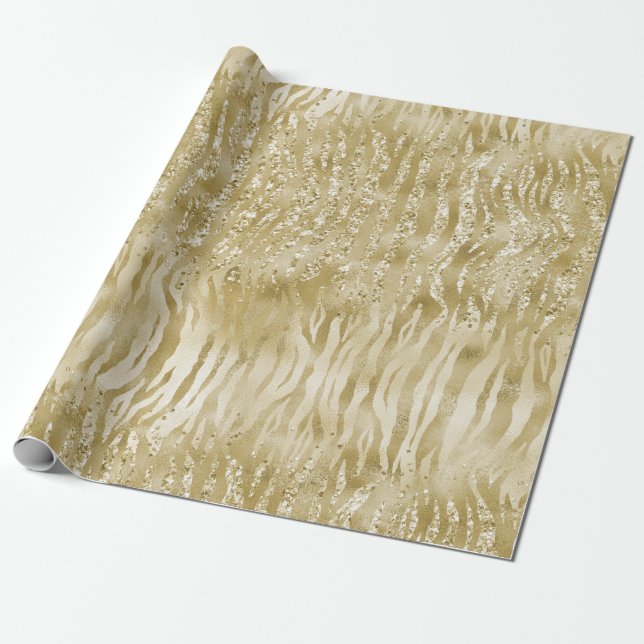 Gold Glitzer Confetti Glitzy Zebra Print Geschenkpapier (Ungerollt)