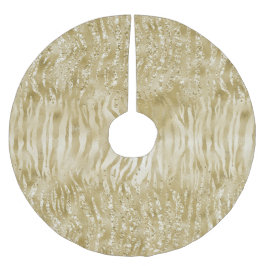 Gold Glitzer Confetti Glitzy Zebra Print Polyester Weihnachtsbaumdecke