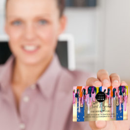 Gold Glitzer Confetti Holograph Tropfen Frame Visitenkarte