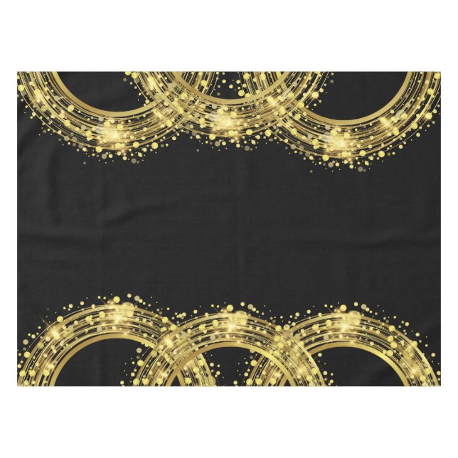 Gold Glitzer Confetti in der Black Runde Tischdecke (Vorderseite (Horizontal))