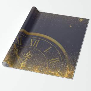 Gold Glitzer Confetti Mitternacht Geschenkpapier