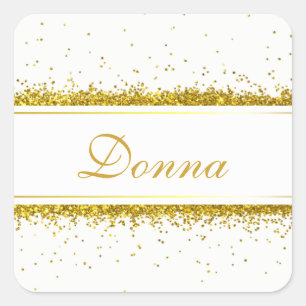 Gold Glitzer Confetti Name - Aufkleber auf dem Pla