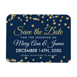 Gold Glitzer Confetti Navy Hochzeit speichern das Magnet