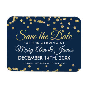 Gold Glitzer Confetti Navy Hochzeit speichern das Magnet