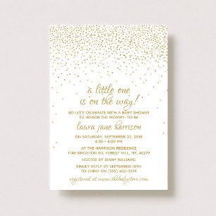 Gold Glitzer Confetti Neutral Baby Dusche Einladung