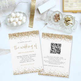 Gold Glitzer Confetti QR Code Script Hochzeit Einladung