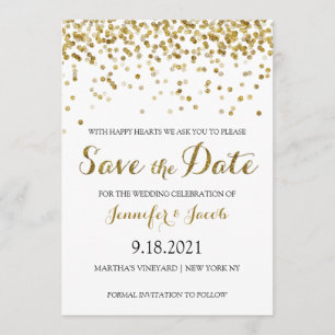 Gold Glitzer Confetti Save the Date Einladung