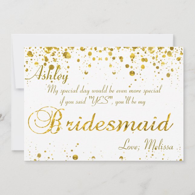 Gold Glitzer Confetti | Seid meine Bridesmaid Einladung (Rückseite)