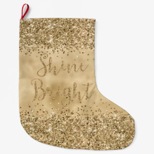 Gold Glitzer Confetti Sparkle Shine Großer Weihnachtsstrumpf