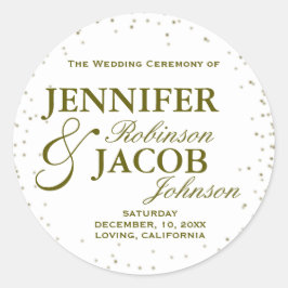 Gold Glitzer Confetti Stars Runder Aufkleber