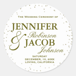 Gold Glitzer Confetti Stars Runder Aufkleber