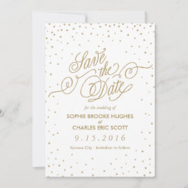 Gold Glitzer Confetti Stars Save the Date Extravag