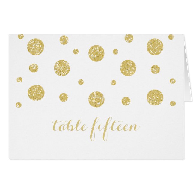 Gold Glitzer Confetti Tischnummer Card (Vorderseite (Horizontal))