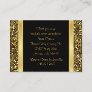 Gold Glitzer Confetti und Black Elegante Begleitkarte